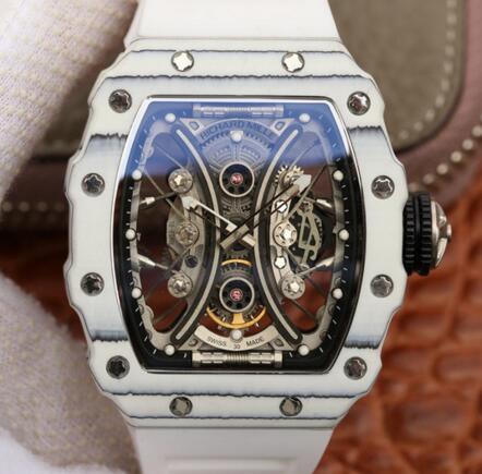 Review fake Richard Mille RM53-01 Carbon white rubber Automatic mens watches - Click Image to Close